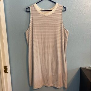 White Pinstripe T-Shirt Dress